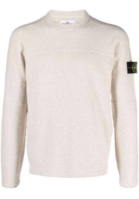 Maglione girocollo in lana beige mandorla STONE ISLAND | 7915524A3V0097